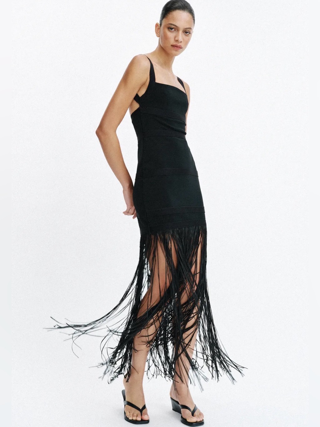 Nwt Zara Long Fringed Dress Size S